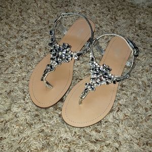 David's Bridal jeweled sandals